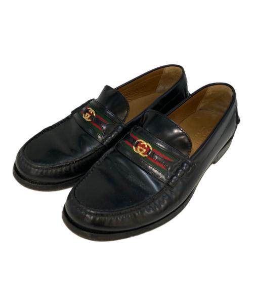 GUCCI（グッチ）GUCCI (グッチ) インターロッキングGローファー ブラック サイズ:7 1/2の古着・服飾アイテム