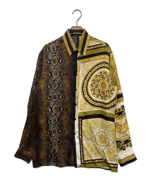 VERSACE（ヴェルサーチェ）VERSACE (ヴェルサーチェ) バロック メデューサ パイソン柄 長袖シャツ イエロー サイズ:38の古着・服飾アイテム