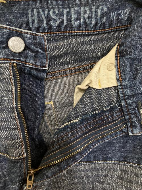 Hysteric Glamour（ヒステリックグラマー）Hysteric Glamour (ヒステリックグラマー) ツギハギスクラッチフレアデニムパンツ インディゴ サイズ:32の古着・服飾アイテム