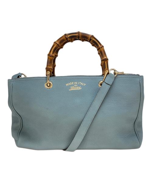 GUCCI（グッチ）GUCCI (グッチ) バンブーショッパーミディアムトート ブルーの古着・服飾アイテム