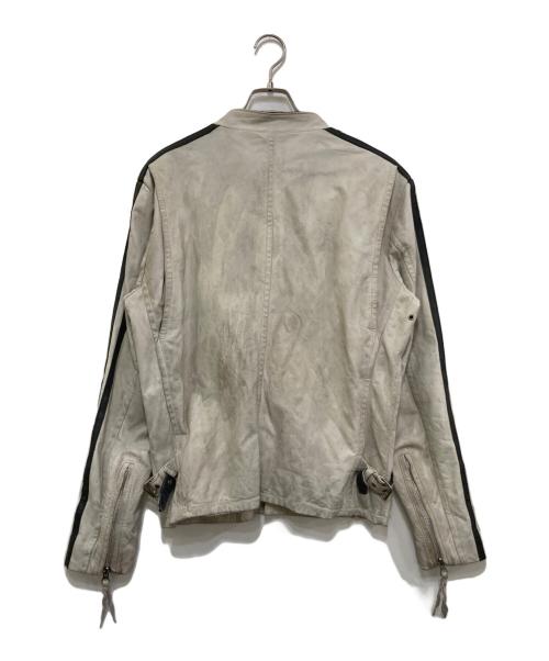 Schott（ショット）Schott (ショット) Classic Racerユーズド加工シングルライダースジャケット グレー サイズ:Sの古着・服飾アイテム