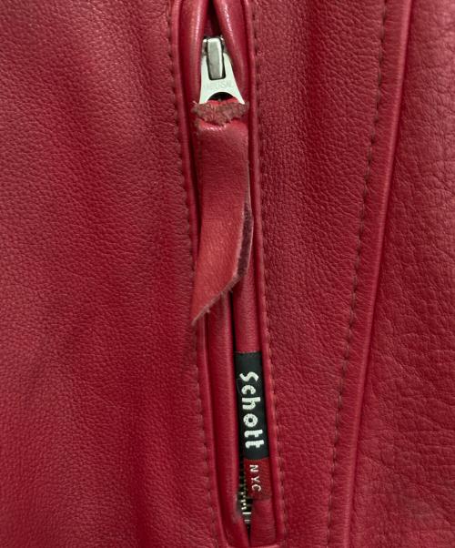 Schott（ショット）Schott (ショット) シングルライダースジャケット レッド サイズ:Lの古着・服飾アイテム