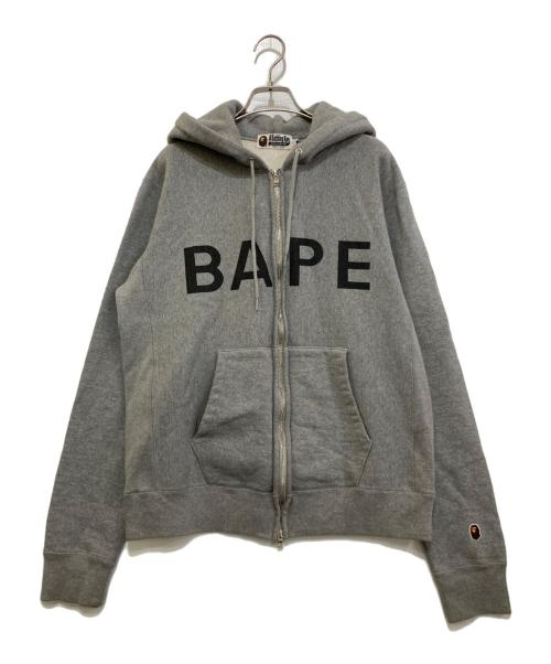 A BATHING APE（ア ベイシング エイプ）A BATHING APE (ア ベイシング エイプ) ロゴプリントジップパーカー グレー サイズ:Lの古着・服飾アイテム