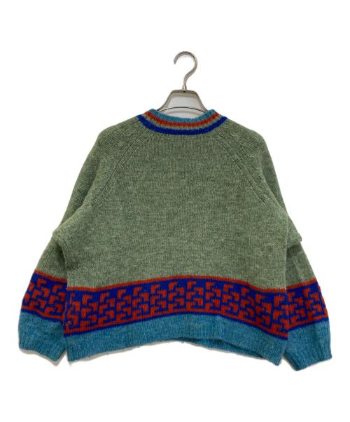 45R（フォーティファイブ・アール）45R (フォーティファイブ・アール) シェットランドウールのジャガードセーター グリーンの古着・服飾アイテム