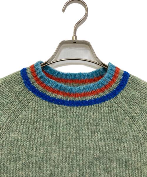 45R（フォーティファイブ・アール）45R (フォーティファイブ・アール) シェットランドウールのジャガードセーター グリーンの古着・服飾アイテム