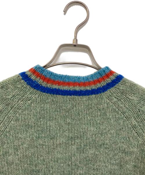 45R（フォーティファイブ・アール）45R (フォーティファイブ・アール) シェットランドウールのジャガードセーター グリーンの古着・服飾アイテム