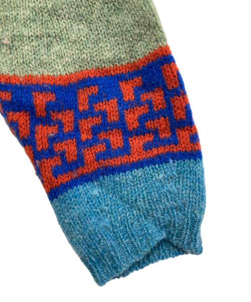 45R（フォーティファイブ・アール）45R (フォーティファイブ・アール) シェットランドウールのジャガードセーター グリーンの古着・服飾アイテム