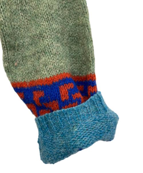 45R（フォーティファイブ・アール）45R (フォーティファイブ・アール) シェットランドウールのジャガードセーター グリーンの古着・服飾アイテム