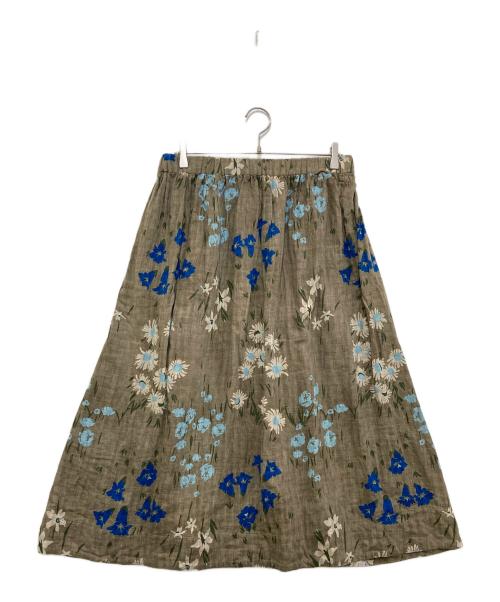 45R（フォーティファイブ・アール）45R (フォーティファイブ・アール) 二重織のカントリーフラワースカート 711400084 オリーブ サイズ:-の古着・服飾アイテム
