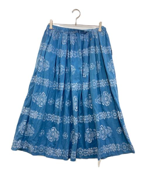 45R（フォーティファイブ・アール）45R (フォーティファイブ・アール) インドカディの908ブロックプリント縞フラワースカート　70540022 ブルー サイズ:-の古着・服飾アイテム