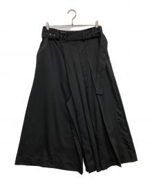 GROUND Y（グラウンドワイ）の古着「プリーツラップウールギャバ袴パンツ　GO-P07-100」｜ブラック