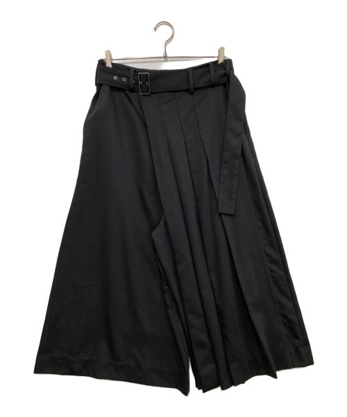 GROUND Y（グラウンドワイ）GROUND Y (グラウンドワイ) プリーツラップウールギャバ袴パンツ　GO-P07-100 ブラック サイズ:3の古着・服飾アイテム