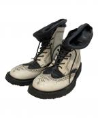 PRADAプラダ）の古着「レイヤーウィングチップブーツ」｜ホワイト