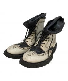 PRADA（プラダ）の古着「レイヤーウィングチップブーツ」｜ホワイト