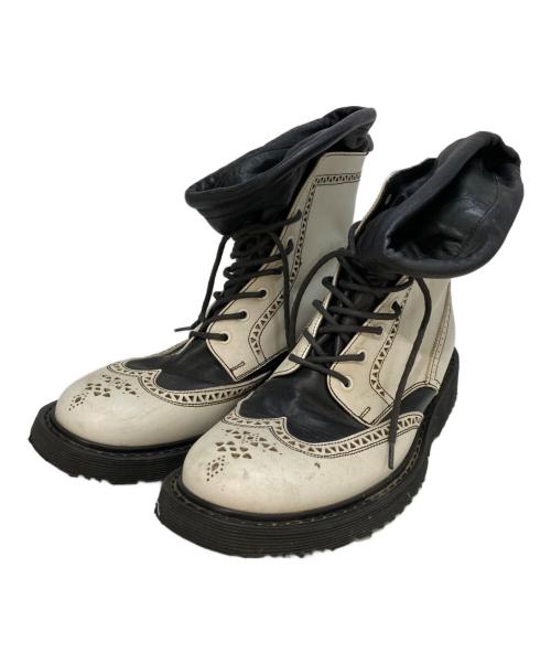 PRADA（プラダ）PRADA (プラダ) レイヤーウィングチップブーツ ホワイト サイズ:7の古着・服飾アイテム