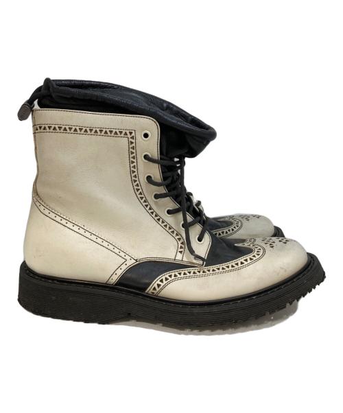 PRADA（プラダ）PRADA (プラダ) レイヤーウィングチップブーツ ホワイト サイズ:7の古着・服飾アイテム