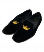 CHURCH'Sチャーチ）の古着「クラウン刺繍 ベルベットスリッポン」｜ブラック