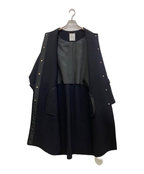 ebure（エブール）EBURE (エブール) メルトンノーカラーコート ネイビー サイズ:36の古着・服飾アイテム