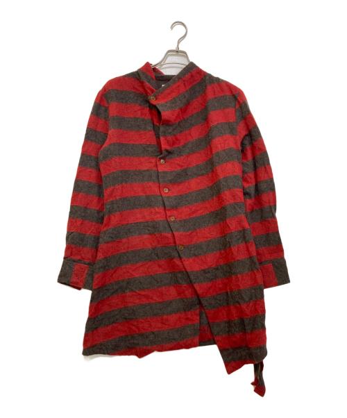 Vivienne Westwood man（ヴィヴィアン ウェストウッド マン）Vivienne Westwood man (ヴィヴィアン ウェストウッド マン) ウールボーダーデザインシャツ レッド サイズ:48の古着・服飾アイテム