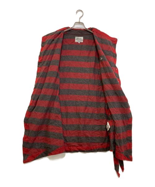 Vivienne Westwood man（ヴィヴィアン ウェストウッド マン）Vivienne Westwood man (ヴィヴィアン ウェストウッド マン) ウールボーダーデザインシャツ レッド サイズ:48の古着・服飾アイテム