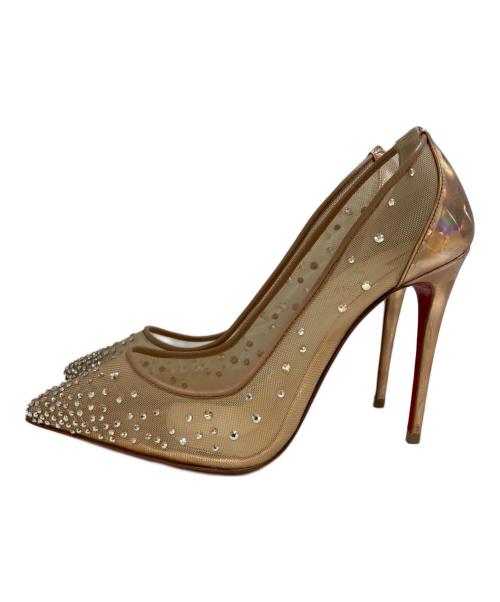 Christian Louboutin（クリスチャン・ルブタン）Christian Louboutin (クリスチャン・ルブタン) ビジューメッシュパンプス ベージュ サイズ:38.5の古着・服飾アイテム