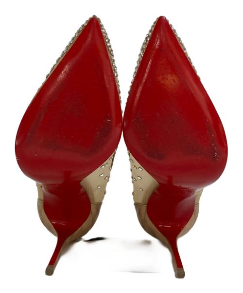 Christian Louboutin（クリスチャン・ルブタン）Christian Louboutin (クリスチャン・ルブタン) ビジューメッシュパンプス ベージュ サイズ:38.5の古着・服飾アイテム