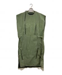 ALMOSTBLACK（オールモストブラック）の古着「ポンチョコート　21SS-VE02B」｜グリーン