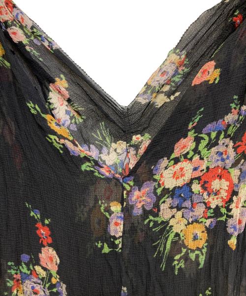 RRL（ダブルアールエル）RRL (ダブルアールエル) シルクブラックフローラルシフォンドレス ブラック サイズ:3の古着・服飾アイテム