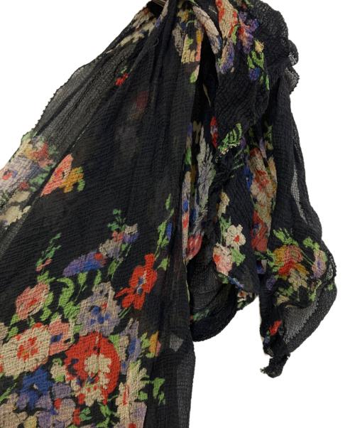 RRL（ダブルアールエル）RRL (ダブルアールエル) シルクブラックフローラルシフォンドレス ブラック サイズ:3の古着・服飾アイテム