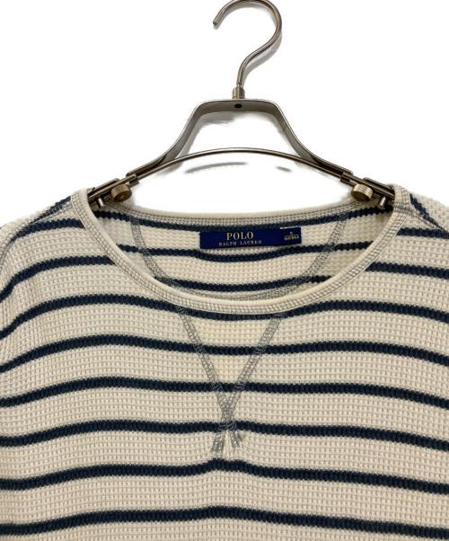 POLO RALPH LAUREN（ポロ・ラルフローレン）POLO RALPH LAUREN (ポロ・ラルフローレン) ボーダーカットソーフリルワンピース ネイビー サイズ:Sの古着・服飾アイテム