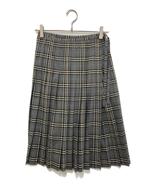 BURBERRY BLUE LABEL（バーバリー ブルー レーベル）BURBERRY BLUE LABEL (バーバリー ブルー レーベル) チェックラップスカート グレー サイズ:38の古着・服飾アイテム