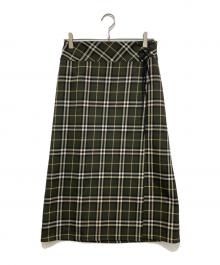 BURBERRY BLUE LABEL（バーバリー ブルー レーベル）の古着「チェックロングスカート」｜オリーブ