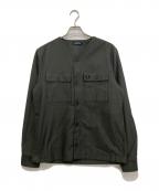 FRED PERRYフレッドペリー）の古着「Collarless Overshirt」｜オリーブ