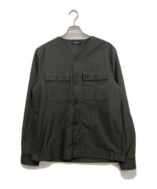 FRED PERRY（フレッドペリー）FRED PERRY (フレッドペリー) Collarless Overshirt オリーブ サイズ:Sの古着・服飾アイテム