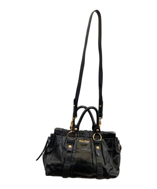 MIU MIU（ミュウミュウ）MIU MIU (ミュウミュウ) vitello lux レザー2WAYバッグ ブラックの古着・服飾アイテム