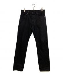 MINEDENIM（マインデニム）の古着「ニークラッシュ ストレッチ ダメージ加工ボタンフライデニムパンツ　FPK105NBL-99-342-2」｜ブラック