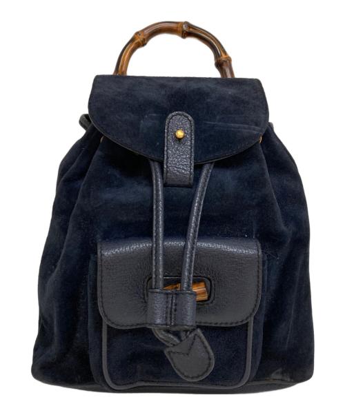 GUCCI（グッチ）GUCCI (グッチ) バンブースエードリュック ネイビーの古着・服飾アイテム