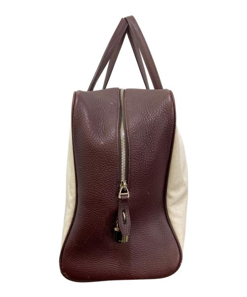 BALLY（バリー）BALLY (バリー) レザーキャンバスボストンバッグ ベージュ×ブラウンの古着・服飾アイテム