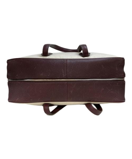 BALLY（バリー）BALLY (バリー) レザーキャンバスボストンバッグ ベージュ×ブラウンの古着・服飾アイテム