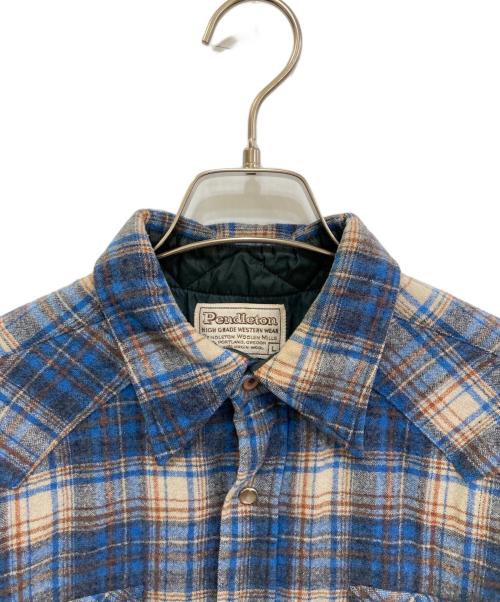 PENDLETON（ペンドルトン）PENDLETON (ペンドルトン) 70`s ウールチェックシャツ ブルー サイズ:Lの古着・服飾アイテム