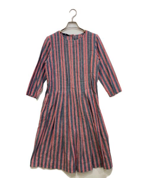 45R（フォーティファイブ・アール）45R (フォーティファイブ・アール) ストライプシャツワンピース　7035043 レッド×ネイビー サイズ:2の古着・服飾アイテム