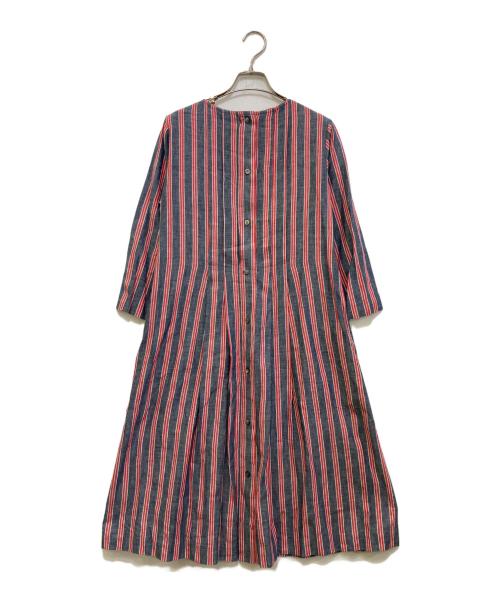 45R（フォーティファイブ・アール）45R (フォーティファイブ・アール) ストライプシャツワンピース　7035043 レッド×ネイビー サイズ:2の古着・服飾アイテム