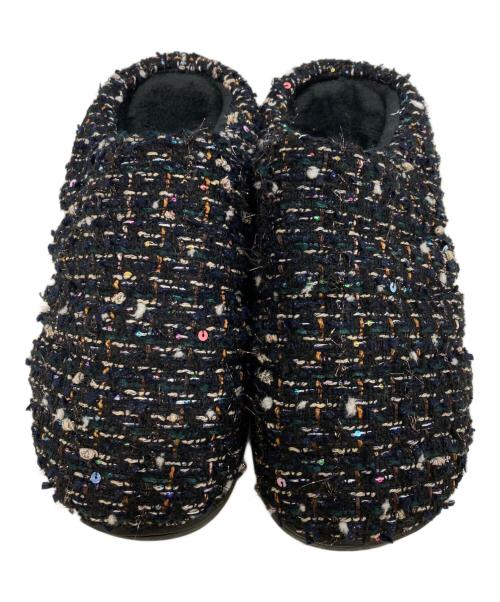 SUBU（スブ）SUBU (スブ) ツイードサンダル ブラック サイズ:22～23.5の古着・服飾アイテム