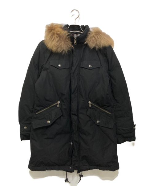 BURBERRY BLACK LABEL（バーバリーブラックレーベル）BURBERRY BLACK LABEL (バーバリーブラックレーベル) 裏地ノバチェックファー付ダウンコート ブラック サイズ:Mの古着・服飾アイテム