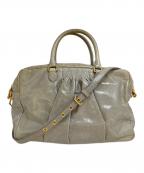 MIU MIUミュウミュウ）の古着「BAULETTO ハンドステッチギャザー ミニボストンバッグ　RL0048」｜グレー