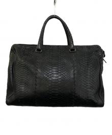 BOTTEGA VENETA（ボッテガベネタ）の古着「パイソン ボストンバッグ」｜ブラック