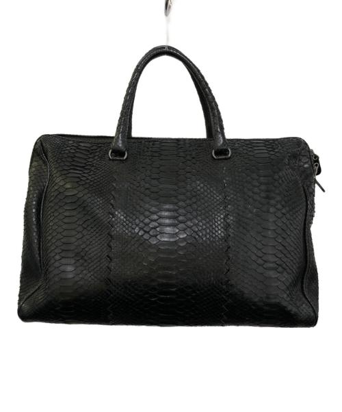 BOTTEGA VENETA（ボッテガベネタ）BOTTEGA VENETA (ボッテガベネタ) パイソン ボストンバッグ ブラックの古着・服飾アイテム