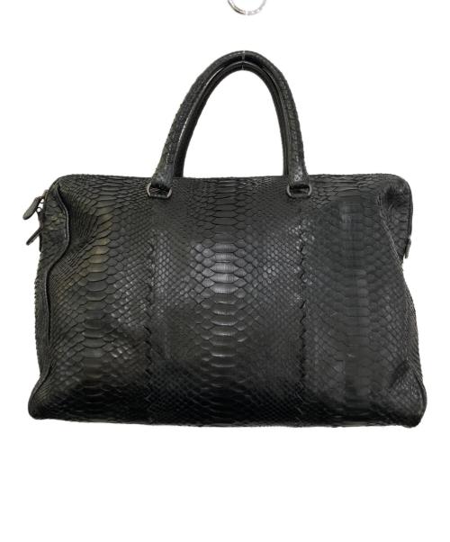 BOTTEGA VENETA（ボッテガベネタ）BOTTEGA VENETA (ボッテガベネタ) パイソン ボストンバッグ ブラックの古着・服飾アイテム