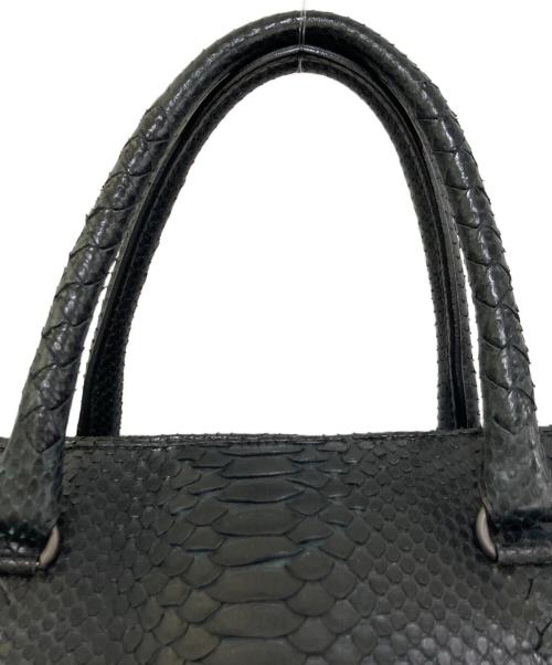 BOTTEGA VENETA（ボッテガベネタ）BOTTEGA VENETA (ボッテガベネタ) パイソン ボストンバッグ ブラックの古着・服飾アイテム