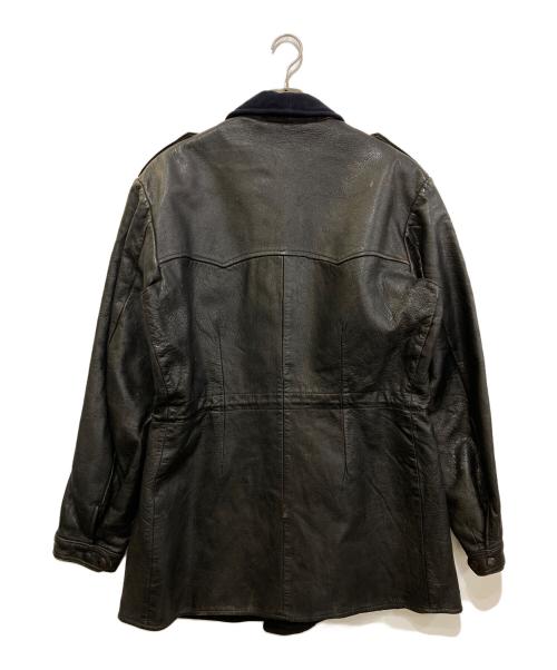スウェーデン軍（スウェーデングン）スウェーデン軍 (スウェーデングン) レザーカーコート ブラック サイズ:2の古着・服飾アイテム
